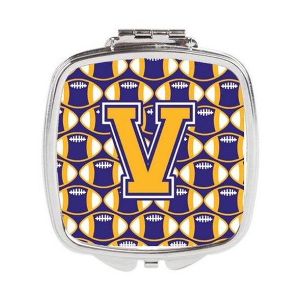 Carolines Treasures Letter V Football Purple and Gold Compact Mirror CJ1064-VSCM